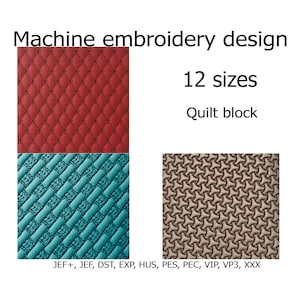Set Quilt blocks Embroidery design Trapunto Machine Embroidery files 12 sizes for hoops 4x4  5x5 6x6 7x7 8x8 8x12