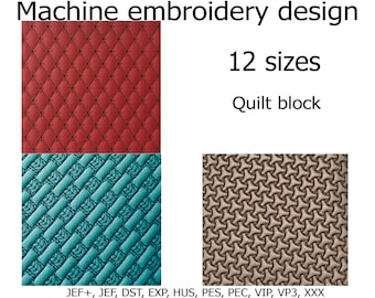 Set Quilt blocks Embroidery design Trapunto Machine Embroidery files 12 sizes for hoops 4x4  5x5 6x6 7x7 8x8 8x12