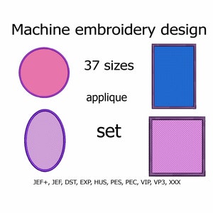 Applique Embroidery designs Circle Oval Square Rectangle Embroidery File Set 37 sizes