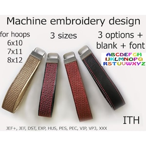 In the hoop Wrist Straps ITH Wristlet Machine Embroidery design  ITH Key Fob Embroidery file for Hoops 6x10 8x11 8x12