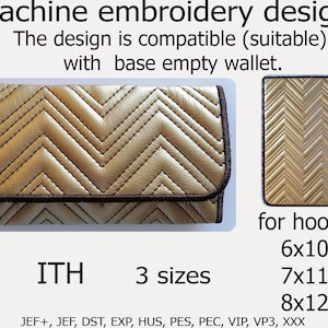 Cartera In the Hoop diseño bordado ITH monedero Clutch bolsito proyecto ITH para aros 6x10 7x11 8x12