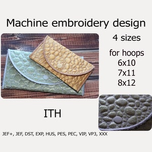 En el diseño de bordado Hoop Wallet ITH monedero, funda para teléfono, embrague, bolso pequeño. Proyecto ITH para aro 6x10 7x11 8x12