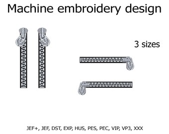 Zipper Embroidery designs  Zip decor applique Embroidery File