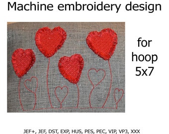 Machine embroidery design Heart Fringe Embroidery designs decor File for hoop 5x7