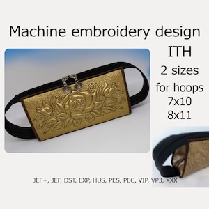 In the Hoop bag Rose machine embroidery design Pencil case ITH project for hoops 7x10 8x11