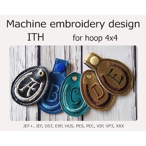 ITH Key Fob Horseshoe  26 Letters embroidery design In the hoop projects for hoop 4x4