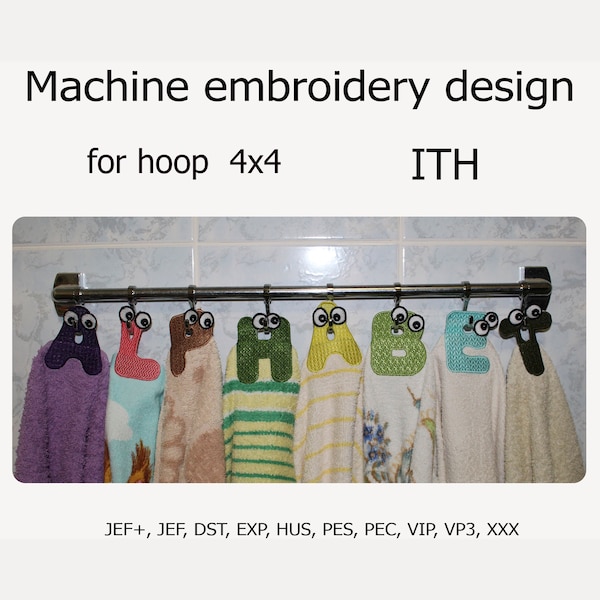 FSL Machine embroidery design Towel topper letter Embroidery designs decor Font Embroidery File for hoops 4x4