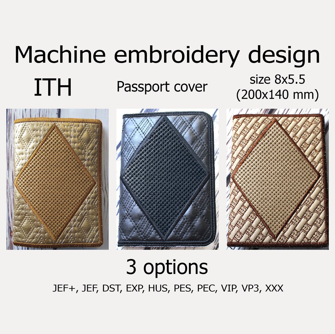 In the Hoop Passport Cover Machine Embroidery Designs Trapunto ITH