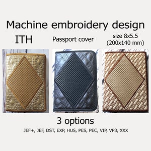 フープパスポートカバー機械刺繍デザイントラプントITHプロジェクトフープ6x10用