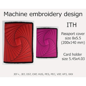 Passport cover and Card case In the Hoop Machine embroidery design Zentangle Trapunto ITH projects for Hoops 5x7  6x10