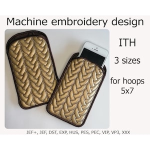 Phone case In the Hoop Embroidery design Eyeglass case Embroidery file ITH project For Hoops 5x7