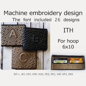 En el bolso de diseño de bordado Hoop Billfold Monogram Wallet proyecto ITH para aro 6x10