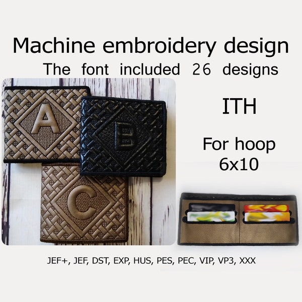 In de Hoop Billfold Monogram Wallet borduurontwerp portemonnee ITH project voor hoepel 6x10