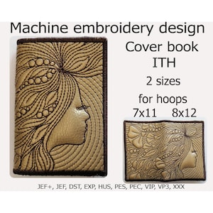 Maskinbroderidesign In the Hoop Cover for Book Girl and Flowers ITH-projekt för ringar 7x11 8x12 Broderidesigner