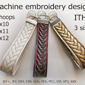 Diseño de bordado a máquina de pulsera en el bastidor Correas de muñeca ITH Proyecto de bordado de llavero para bastidores 6x10 8x11 8x12