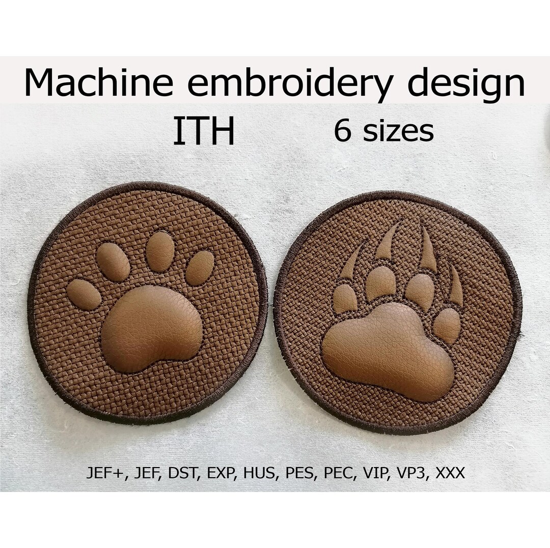 Mug Rug in the Hoop Paw Embroidery Design ITH Coasters Quilting Coffee ...