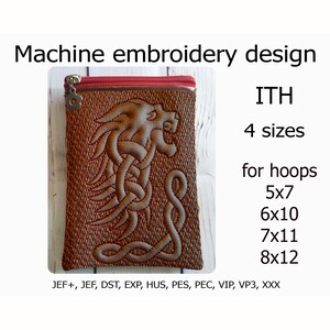 Lion Bag In The Hoop Machine embroidery designs ITH Cosmetic bag ITH project for  hoop 5x7 6x10 7x11 8x12