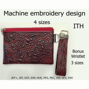 In the Hoop Bag + Wristlet   Machine embroidery design Mandala ITH project