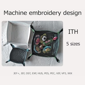 Snap Tray In the hoop Machine Embroidery design ITH Organizer Embroidery project 5 sizes 4x4 5x5 6x6 7x7 8x8