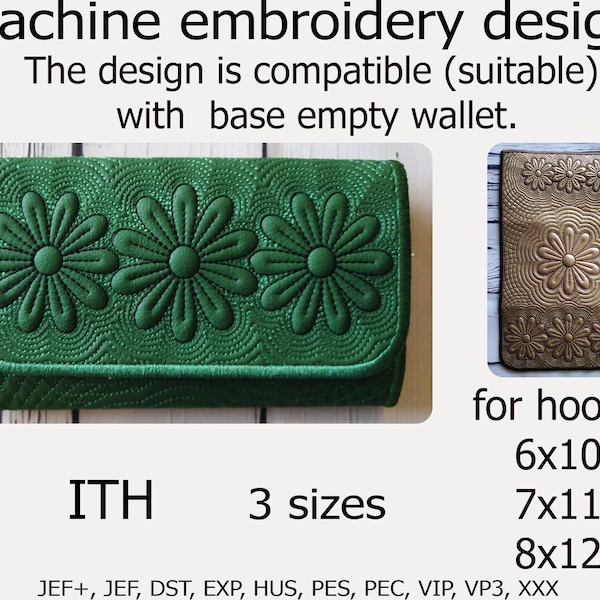 In the Hoop Wallet Flower embroidery design ITH purse, phone case, Clutch, little bag. ITH project for hoop 6x10 7x11 8x12