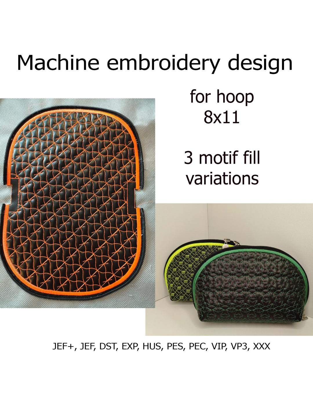 Embroidery Design - Pattern for Clam up Bag Only. the Zipper is ...