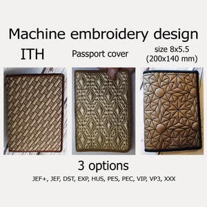 パスポートカバー フープマシン刺繍デザイン トラプント ITH プロジェクト フープ 6x10