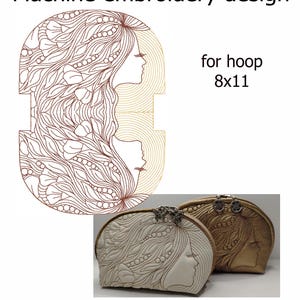 Maskinbroderidesign - mönster endast för Clam up-väska. Projekt för ring 8x11. INKLUDERAR INTE sömnadsinstruktioner.