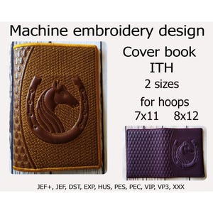 Maskinbroderidesign In the Hoop Cover for Book Horse Horseshoe ITH-projekt för ringar 7x11 8x12 Broderidesigner