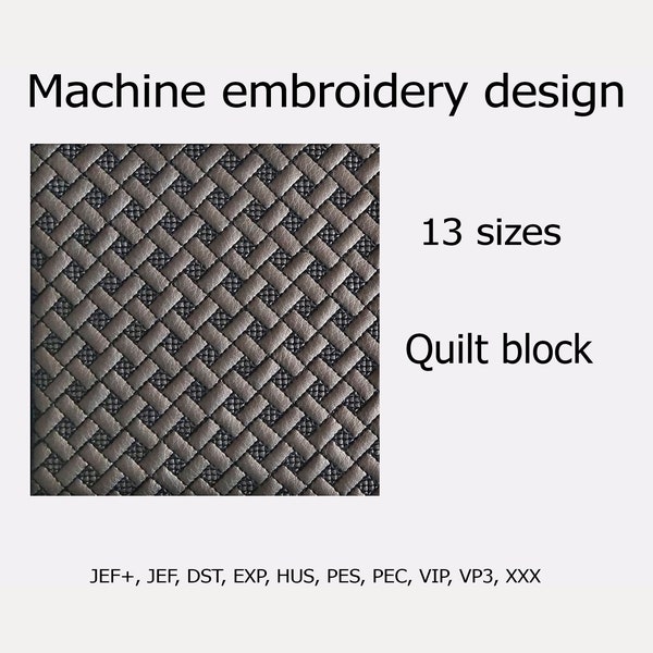 Blocs de courtepointe Design de broderie Trapunto Machine Fichiers de broderie 13 tailles pour cerceaux 4x4 5x5 6x6 7x7 8x8 8x12