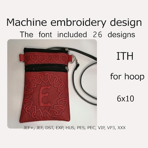 In The Hoop bag letter zipper bag embroidery design ITH crossbody bag and wristlet ITH project For Hoop 6x10
