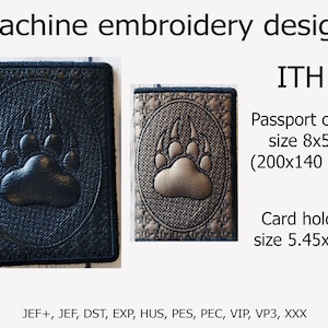Dans la couverture du passeport Hoop et les motifs de broderie de l'étui à cartes Paw trapunto ITH projets pour Hoops 5x7 6x10