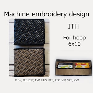 En el bolso de diseño de bordado Hoop Billfold Wallet proyecto ITH para aro 6x10