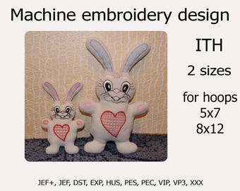 In The Hoop Easter Bunny Machine embroidery design ITH project for hoops 5x7 8x12
