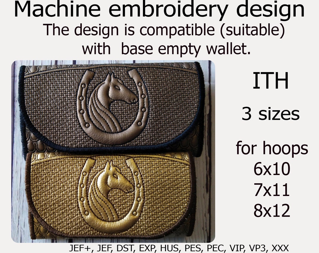 In the Hoop Wallet Horse Horseshoe Embroidery Design ITH Purse, Phone