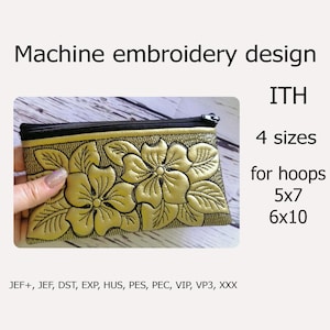 ITH Reißverschlusstasche Blumen Stickmotive In The Hoop Handytasche ITH Projekte für Stickrahmen von 13x18 bis 16x26
