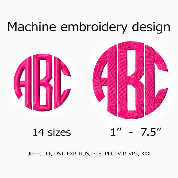Circle Monogram Machine Embroidery designs decor Font Embroidery File for hoops 4x4 5x7 6x10 7x12 8x12