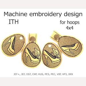 In the hoop Key Fob Butterfly Shoe  embroidery design ITH projects for hoop 4x4