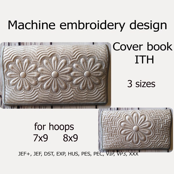 Cover for planning Flower In the Hoop embroidery designs trapunto Cover for diary Machine  embroidery case ITH Checkbook  ITH project