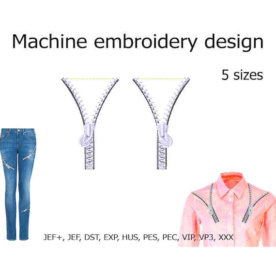 Machine embroidery designs Zipper Embroidery designs Zip decor applique Embroidery File