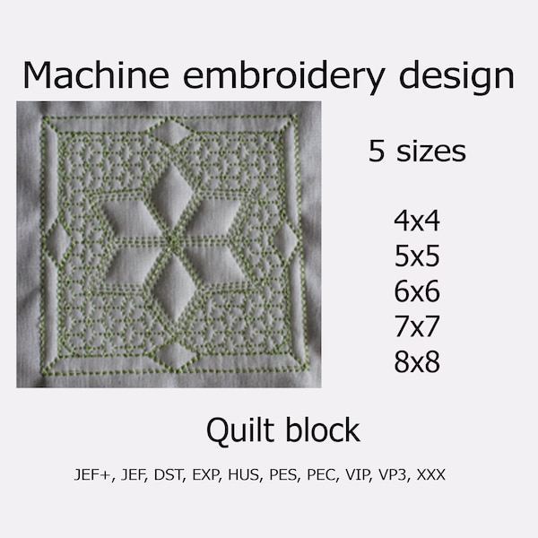 Quilt block Machine Embroidery design Trapunto Embroidery files 5 sizes