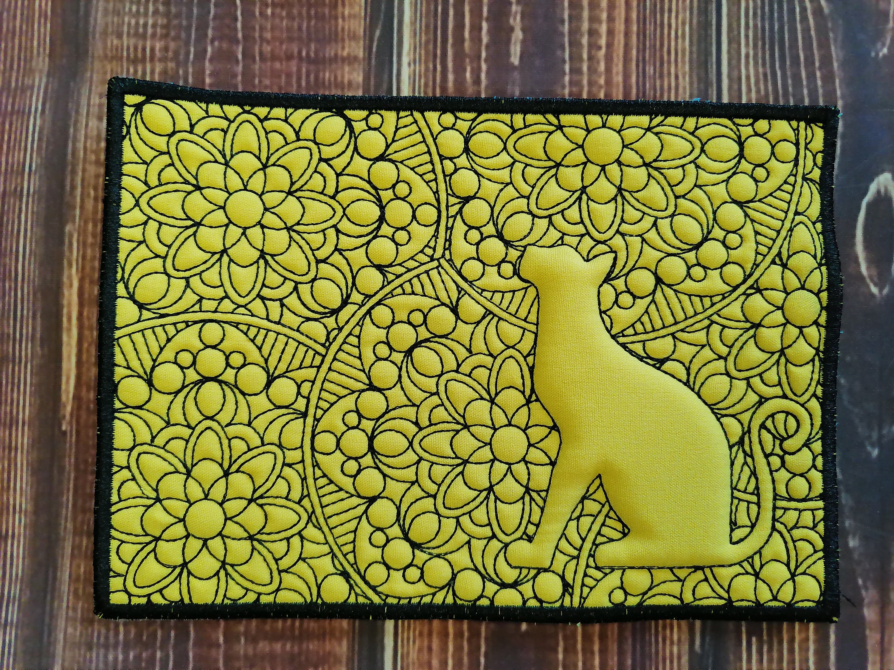 Cat Mug Rug in the Hoop Embroidery Design ITH Coasters Quilting Coffee ...