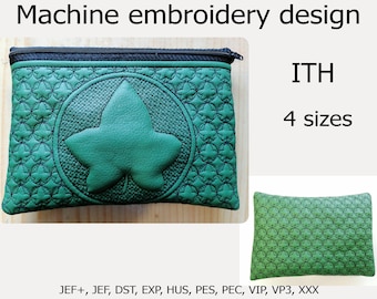 In The Hoop zipper bag Machine embroidery designs ITH Cosmetic bag ITH project for  hoop 5x7 6x10 7x11 8x12