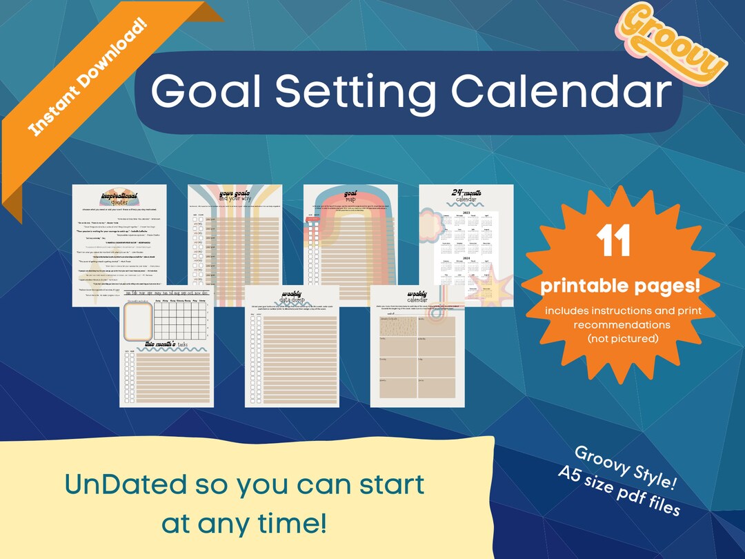 Groovy Goal Setting Planner - Undated - Start Anytime! (A5 Size) - Etsy