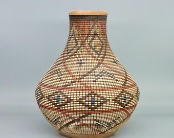 Faux Basketry Holly Vase