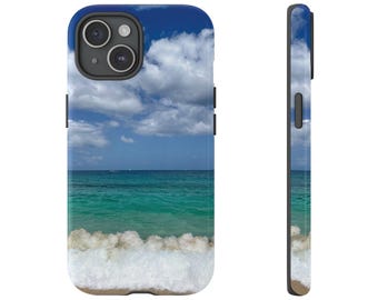 Funda para iPhone 16 y 15 con olas rompientes / Funda para iPhone con temática de playa / Funda para teléfono con temática oceánica / Funda para teléfono junto al mar / Funda para iPhone Pro Plus con temática de playa