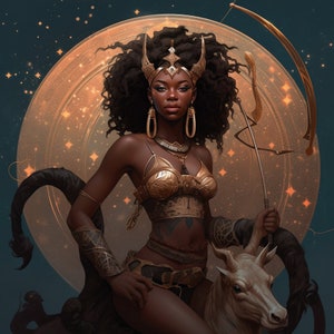 Pack d'autocollants horoscope Sagittaire | Sticker horoscope afro-américain féminin | Stickers astrologie noirs | Sticker horoscope céleste
