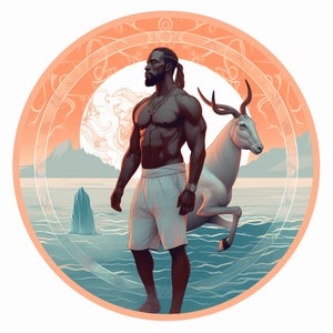 Steenbok horoscoop stickerpakket| Mannelijke Afro-Amerikaanse horoscoopsticker | Zwarte astrologiestickers| hemelse horoscoopsticker