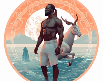 Capricorn horoscope sticker pack| Male African American Horoscope sticker |Black Astrology decals| celestial horoscope sticker