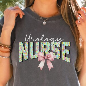 Urology Nurse Shirt Easter, Easter Urology Nurse Comfort Colors Shirt, Brushstroke Easter Urology Nurse Practitioner Long Sleeve Tee