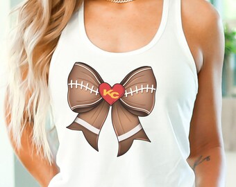 KC Football Tank Top Women, Kansas City Football Fan T shirt, KC Heart Football Long Sleeve Tee, Kansas City Hoodie, KC Football Shirt Women